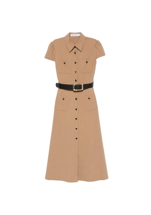 Self-Portrait belted button-up midi dress - Neutrals