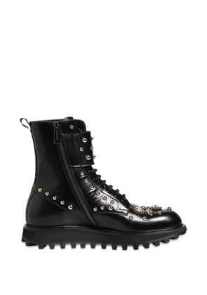 Dolce & Gabbana jewel-embellished biker boots - Black
