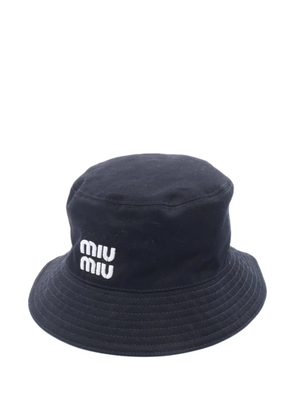 Miu Miu Pre-Owned 2010s logo-embroidered bucket hat - Black