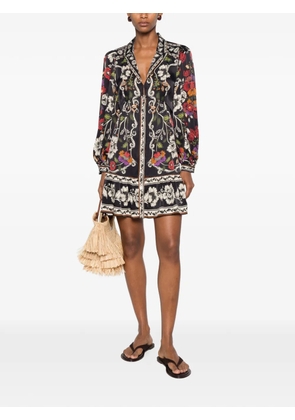 FARM Rio flower-print mini dress - Black