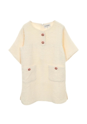 CHANEL Pre-Owned 1986-1988 Cocomark button tweed mini dress - Neutrals