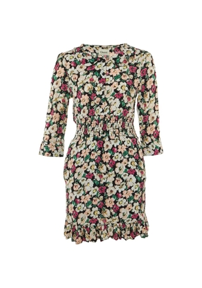 GANNI floral-print flounce-hem dress - Black