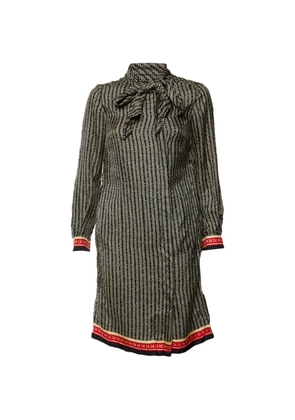 Carolina Herrera Vintage herringbone-print shirt midi dress - Black