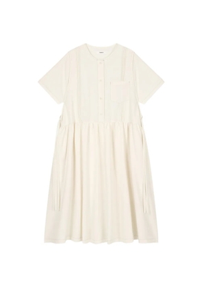 TOMBOY pintuck-detail chest-pocket A-line midi dress - Neutrals