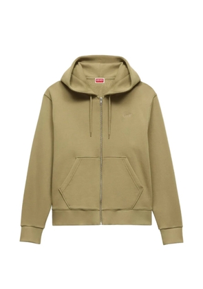 Kenzo logo-embroidered zip-up hoodie - Green