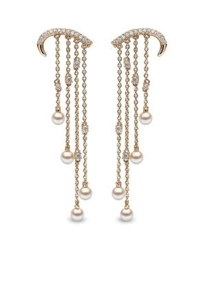 Yoko London 18kt yellow gold Sleek Akoya pearl and diamond earrings