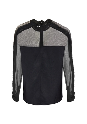 SANDRO Silk knit-paneled top - Black