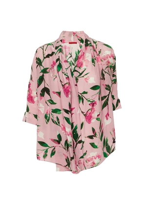 Carolina Herrera Vintage floral-print wrap blouse - Pink
