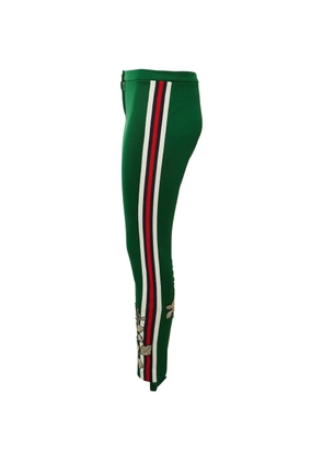 Gucci Pre-Owned Web stripe floral-embroidered trousers - Green