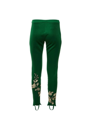 Gucci Pre-Owned Web stripe floral-embroidered trousers - Green