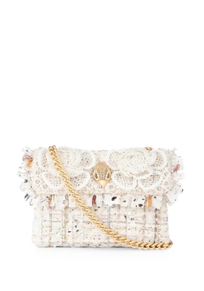 Kurt Geiger London mini Tweed flower-embellished shoulder bag - Neutrals