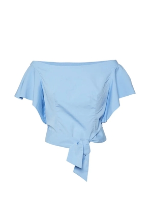 Milly off-shoulder tie-waist top - Blue
