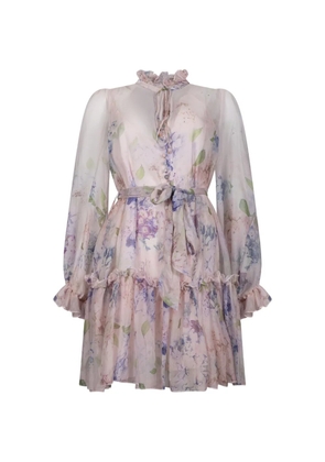 Giovanni Paris floral-print ruffled dress - Pink