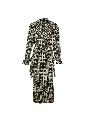 Balmain Pre-Owned monogram-print coat - Black