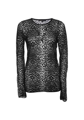 Maje patterned lace long-sleeve T-shirt - Black