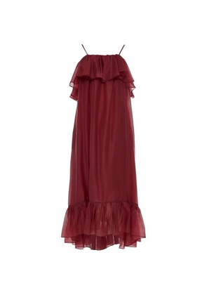 Devotion Twins Aura ruffled-trim maxi dress - Red