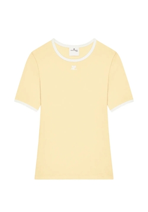 Courrèges logo-embroidered contrast-trim T-shirt - Yellow