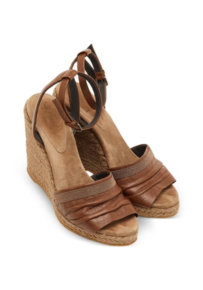Brunello Cucinelli Vintage monili-chain espadrille wedge sandals - Brown