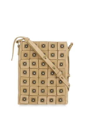 Ash studded square-patch shoulder bag - Neutrals