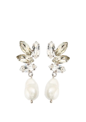 ERDEM crystal-embellishment pearl-drop earrings - Silver