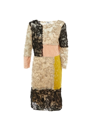 Moschino Pre-Owned floral lace midi dress - Neutrals