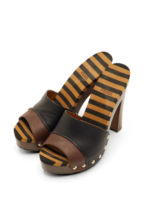 Fendi Pre-Owned striped platform sandals - Black