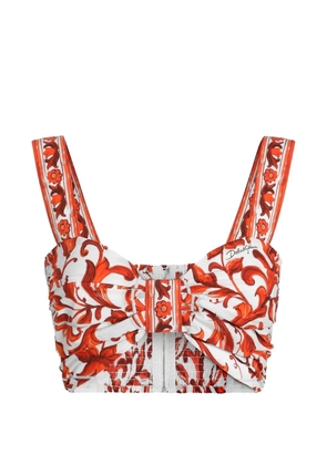Dolce & Gabbana Majolica-print poplin bustier top - Orange