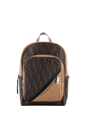 Fendi Pre-Owned Front Pocket Chiodo Zucca Coated Canvas with Leather Large backpack - Brown