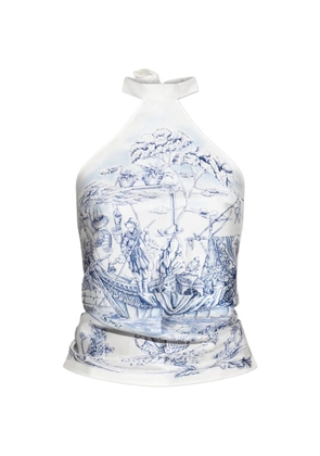 Ferragamo graphic-print halterneck top - White