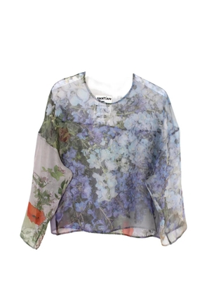 Anntian floral-print chiffon sweater - Blue