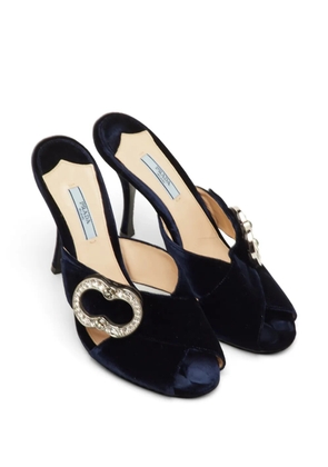 Prada Pre-Owned crystal-embellished velvet sandals - Blue