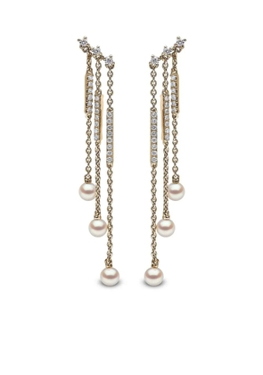 Yoko London 18kt yellow gold Sleek Akoya pearl and diamond earrings