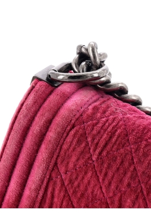 CHANEL Pre-Owned Boy Flap Bag Quilted Velvet Small shoulder bag - Pink