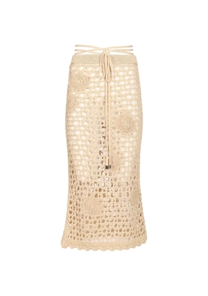 The Attico open-knit midi skirt - Neutrals