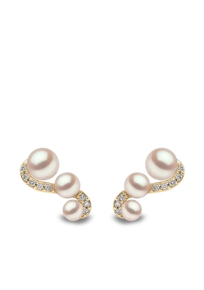 Yoko London 18kt yellow gold Sleek Akoya pearl and diamond earrings
