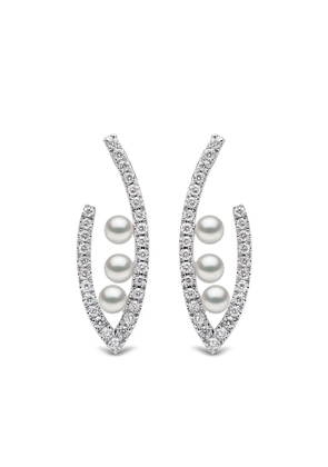 Yoko London 18kt white gold Sleek Akoya pearl and diamond earrings - Silver