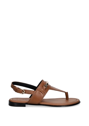 Furla logo-plaque buckled sandals - Brown
