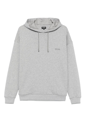 Zegna logo-embroidered hoodie - Grey
