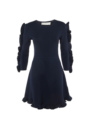 Victoria Beckham frill-detail jersey mini dress - Blue