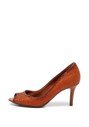 Sergio Rossi leather peep-toe heeled pumps - Orange