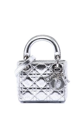 Christian Dior Pre-Owned 2017 Micro Metallic Crinkled Calfskin Cannage Lady Dior satchel - Silver
