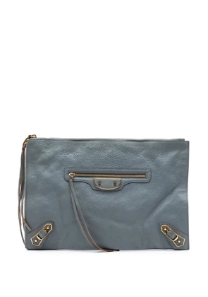 Balenciaga Pre-Owned 2016 Goatskin Motocross Classic Metallic Edge clutch bag - Grey