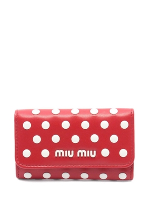 Miu Miu Pre-Owned 2010s dot-stud leather key case - Red