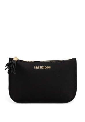 Love Moschino tassel-detail logo-plaque clutch bag - Black