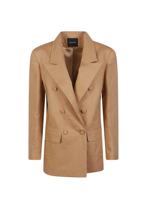 ACTUALEE double-breasted linen jacket - Neutrals