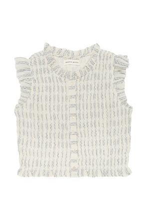 MAISON HOTEL Omaris shirred ruffled blouse - Neutrals