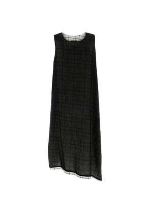 Y's check-pattern asymmetric-hem dress - Black