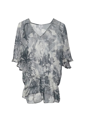 Armani Vintage abstract-print ruffled blouse - Grey