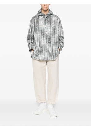Jil Sander check-pattern hooded overshirt - White