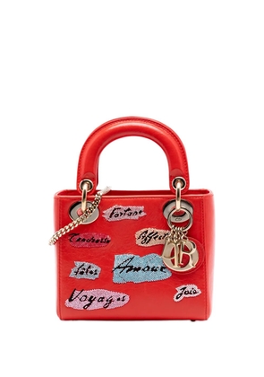 Christian Dior Pre-Owned 2016 Mini Calfskin Beaded Lady Dior satchel - Red